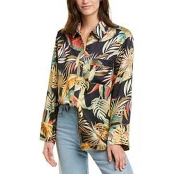 Peterysn Savani Ravello Satin Button Down Blouse Women's Size XS NWT - Picture 1 of 10